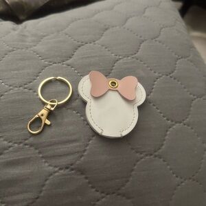 Cute White and Pink Minnie Mouse Keychain Accessory